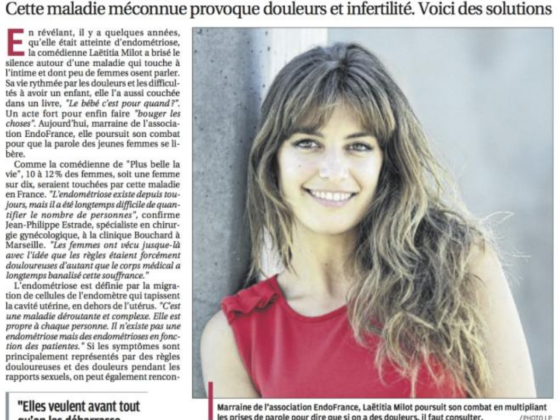 Article sur l'endométriose avec laetitia Milot